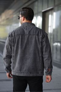 Erkek Regular Fit  Retro Kare Cep Düğmeli Antrasit Ceket