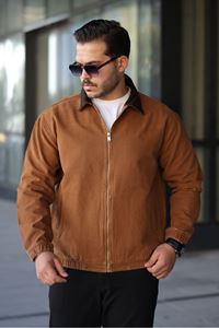 Erkek Relaxed Canvas Camel Ceket