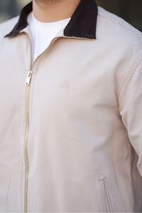 Erkek Relaxed Canvas Bej Ceket 