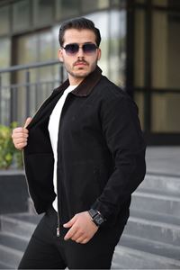 Erkek Relaxed Canvas Siyah Ceket 