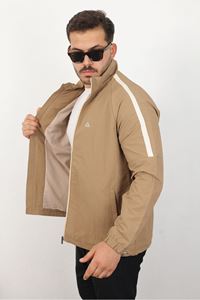 Erkek Relaxed Krinkıl Kumaş Baharlık & yağmurluk Vizon Ceket