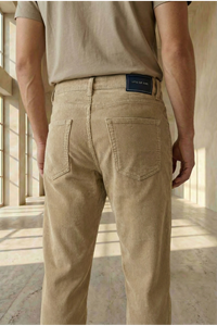  Erkek  Baggy Fit Rahat Kalıp Kadife Bej Pantolon 