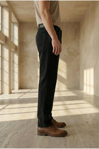  Erkek  Baggy Fit Rahat Kalıp Kadife Siyah Pantolon