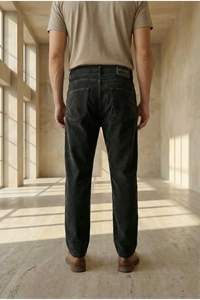  Erkek  Baggy Fit Rahat Kalıp Kadife Siyah Pantolon