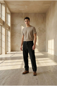  Erkek  Baggy Fit Rahat Kalıp Kadife Siyah Pantolon