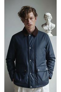 Erkek Lacivert Mont Mumlu İçi Astarlı Kadife Yaka  