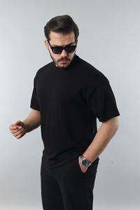 Erkek Siyah Regular Fit Yumuşak Doku Basic Modal Penye Tişört