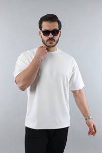 Erkek Beyaz (Ekru) Regular Fit Yumuşak Doku Basic Modal Penye Tişört