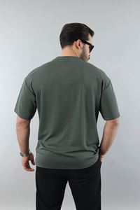 Erkek Yeşil Regular Fit Yumuşak Doku Basic Modal Penye Tişört