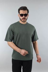 Erkek Yeşil Regular Fit Yumuşak Doku Basic Modal Penye Tişört