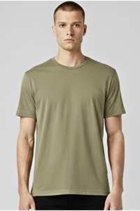 Erkek Haki Regular Fit Yumuşak Doku Basic Modal Penye Tişört