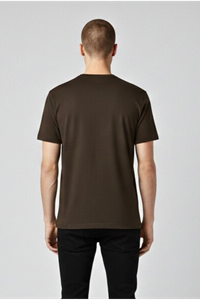 Erkek Kahve Regular Fit Yumuşak Doku Basic Modal Penye Tişört