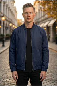 Erkek Regular Fit  Teknik Kumaş Mevsimlik Lacivert Pilot Mont