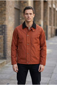 Erkek Regular Fit  Fermuarlı Çıtçıtlı Trench Kiremit Ceket 