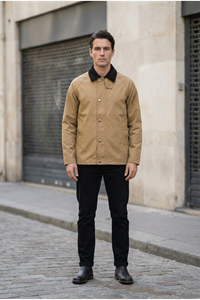 Erkek Regular Fit  Fermuarlı Çıtçıtlı Trench Camel Ceket