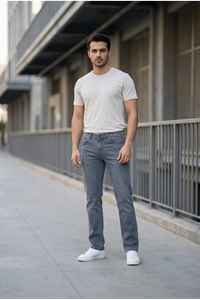 Erkek Antrasit Klasik Kesim Pamuklu Esnek Jean Kot Denim Pantolon