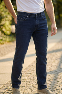 Erkek Koyu Lacivert Klasik Kesim Pamuklu Esnek Jean Kot Denim Pantolon