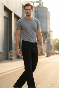 Erkek Siyah Klasik Kesim Pamuklu Esnek Jean Kot Denim Pantolon