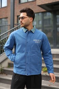 Мужская джинсовая куртка-бомбер оверсайз цвета хаки, стираная модель на молнии