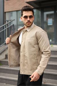 Мужская джинсовая куртка-бомбер оверсайз цвета хаки, стираная модель на молнии