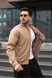 Erkek Regular Fit  Teknik Kumaş Mevsimlik Bej Pilot Mont