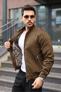 Erkek Regular Fit  Teknik Kumaş Mevsimlik Haki Pİlot Mont 