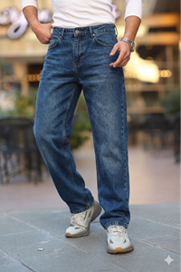  Erkek Mavi Rodeo Baggy Fit Rahat Kalıp Jean Pantolon 