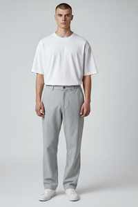  Erkek Gri Baggy Fit Rahat Kalıp Beli lastikli Pantolon 