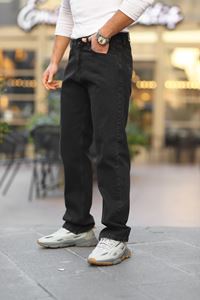  Erkek Siyah Baggy Fit Rahat Kalıp Jean Pantolon